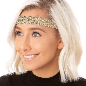 Hipsy Gold Adjustable & No Slip Wide Bling Glitter Hair Headband